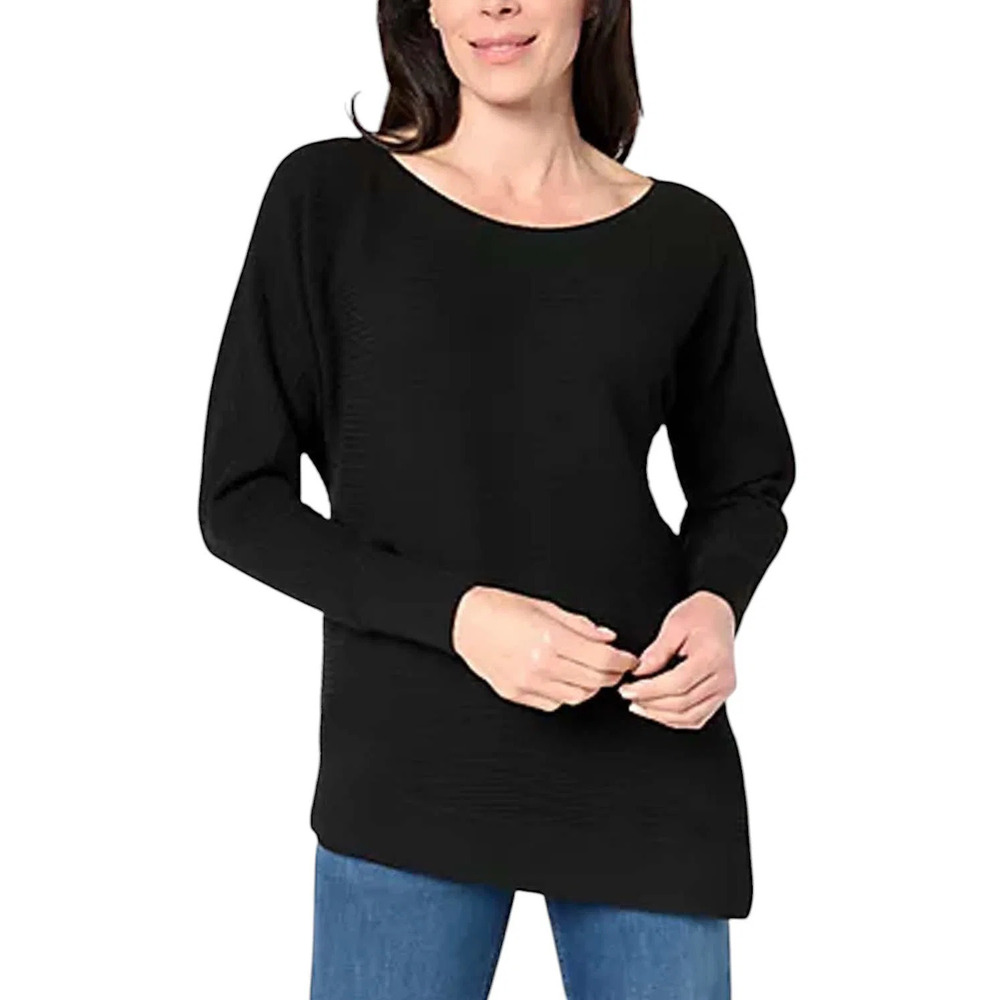 Studio Park x Amy Stran Women's Asymmetrical Hem Sweater Black - Regular
